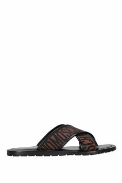 Chanclas marrón con "all over logo" cruzado<span> - </span>42
